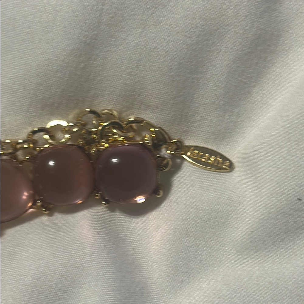 Elegant Pink and Gold Necklace with Iridescent Beads - Picture 2 of 3